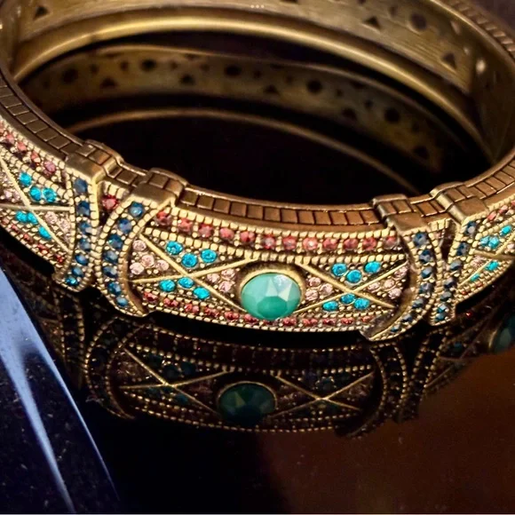 Heidi Daus Turquoise and Gold Swarovski Crystal Bracelet. NWOT - Picture 5 of 10